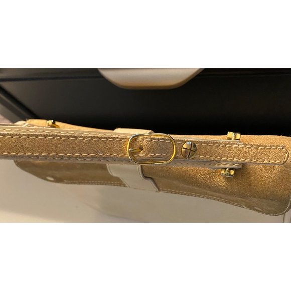 VTG Mini Top Handle Spanish Leather Bag Purse Tote Metal Hardware Made in Spain - Picture 5 of 16